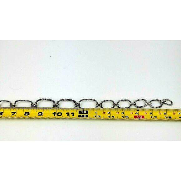 RLL Ralph Lauren Twisted Silver Tone Large Graduated Link Necklace 18 inch - Picture 7 of 8